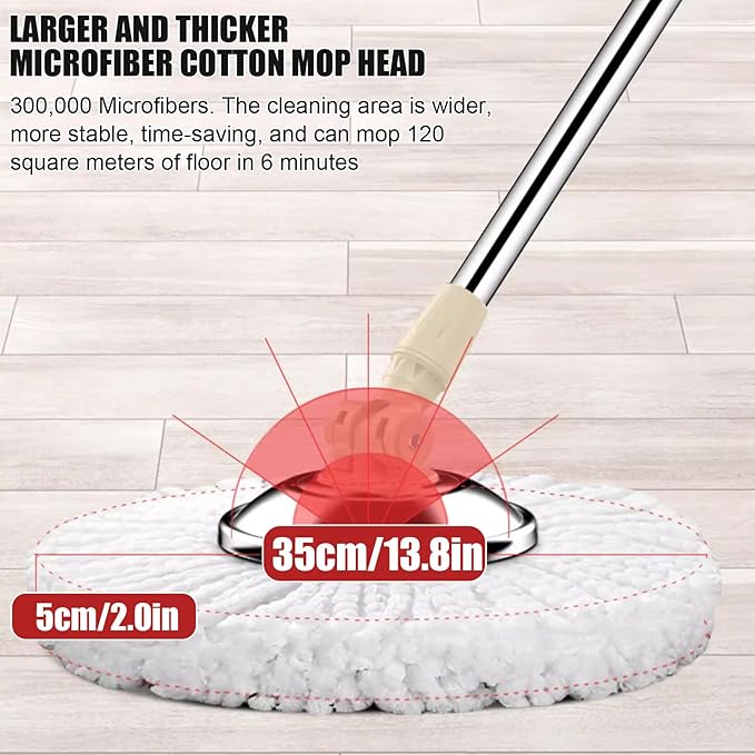360 Spin Mop and Bucket with Wringer Set - Wet and Dry Use Microfiber Mop - Lightweight and Compact Cleaning System for All Floor Types,Blue