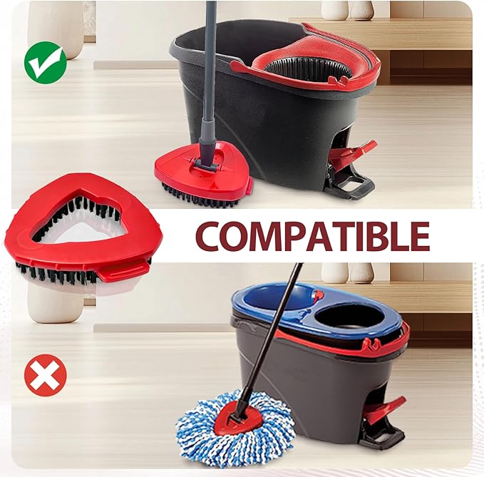 Spin Mop Scrub Brush Head, Triangle Stiff Bristle Scrubber Mop Head for Bathroom, Kitchen, Bathtub, Tile and Floors