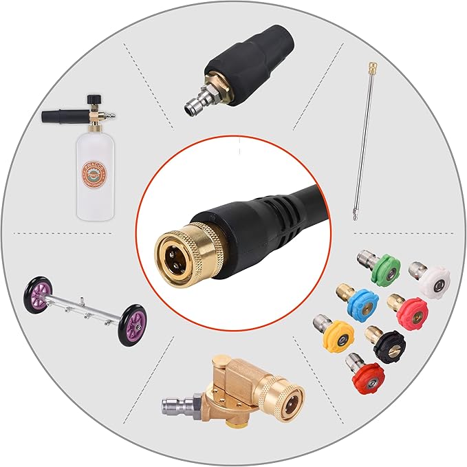 PWACCS Pressure Washer Gun Replacement with Extension Wand Kit — Power Washing Trigger Handle with 5 Spray Nozzles — Pressure Washer Parts Compatible with Ryobi, Green Works & Karcher — 2000 PSI MAX