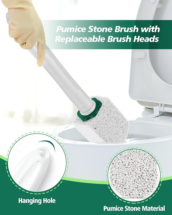 Dukars 10 Packs Pumice Stone Toilet Bowl Cleaner with Long Handle, Heavy Duty Toilet Hard Water Stain Remover,Best Toilet Bowl Cleaner (10, White)