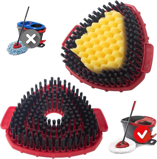 [2025 New Version] Scrubber Mop Head Replacement Compatible with O Cedar EasyWring 1 Tank System, Spin Mop Scrub Brush Head, Hard Bristle Cleaning Brush Attachment, Not Fit RinseClean, 2 Pack