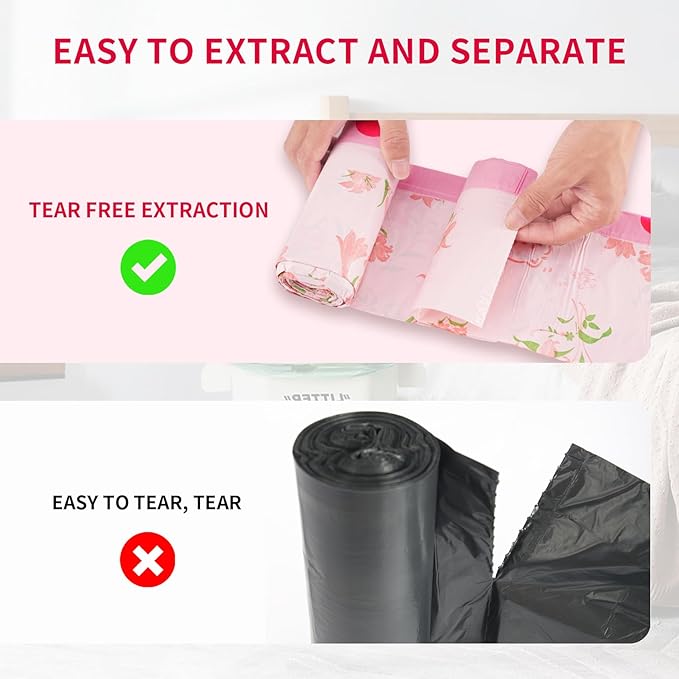 13 Gallon Trash Bags with Lily Printed & Drawstring, Tear-Resistant Tall Kitchen Garbage Bags, Extra Thick Large Trash Can Liners for Home/Office, 50 Count