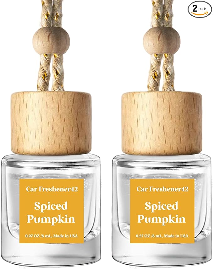 C Classy Car Air Freshener Hanging 2 Pack, Spiced Pumpkin Essential Oil Diffuser for Cars, Cute Car Accessories, Long-Lasting Fragrance, C ar Air Fresheners for Women & Men Gift, Made in USA