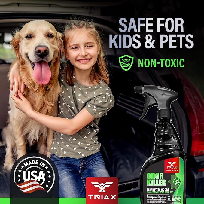 TRIAX Odor Killer - Advanced Odor Control - Ready to Use, Fresh Scent, Multi-Purpose - Non-Toxic and 100% Biodegradable - For Carpets, Fabrics, Hard Surfaces, and More