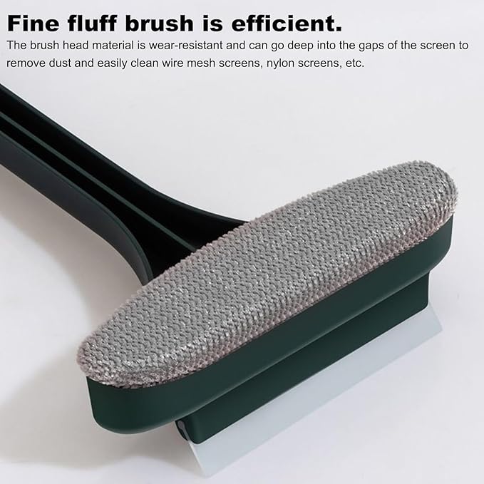 Two-in-1 Cleaning Brush, Cleaner, Window Screen Cleaning Brush, for Glass, Sofa & Walls, Thermo-Rubber Squeegee Edge, Wear-Resistant Tool