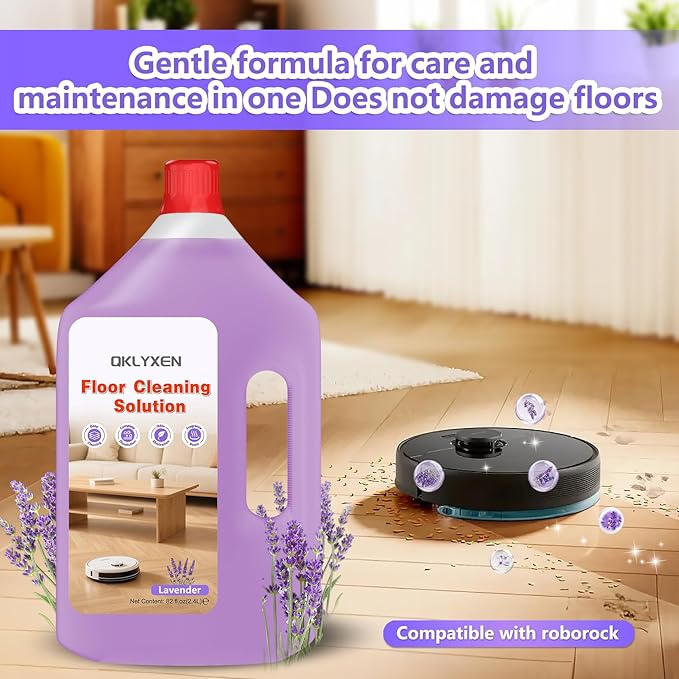 82FL OZ/2.42 L Lavender Scent Floor Cleaning Solution Compatible with Roborock Robot Vacuum (Qrevo/Q7/Q10/Saros 10R/F25), Floor Cleaner for All Robot Vacuums & Cordless Wet Dry Vacuum with Mopping
