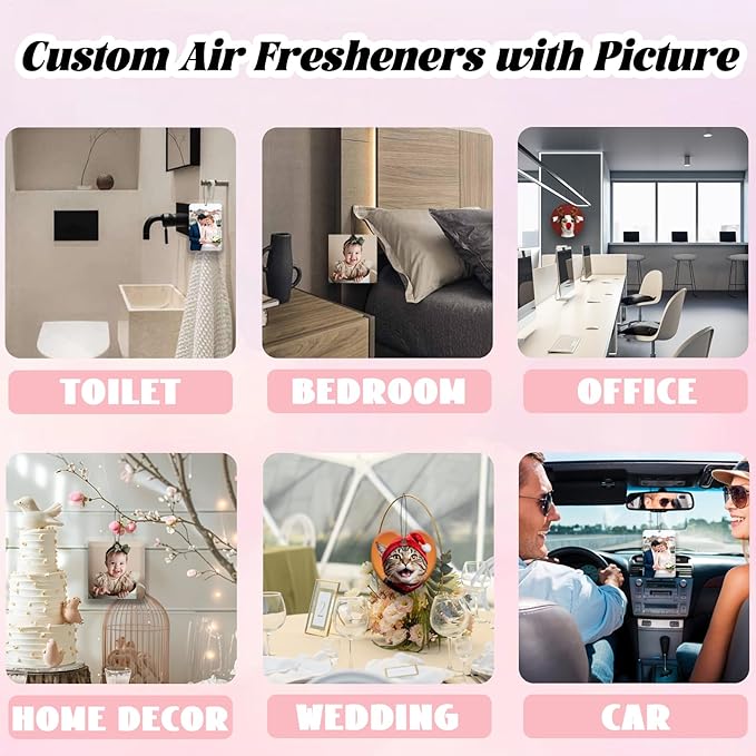 Generic Custom Logo Air Fresheners Bulk, Wholesale Personalized Double-Sided Car Air Fresheners with Picture Photo Text/Logo with Scents (10 Pack)
