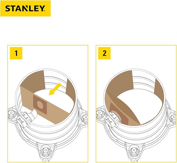 Stanley 13-1520 Disposable Filter Bag Fits for 10 Gallon Wet or Dry Vacuum Cleaner, Fits for SL18191P SL18199P,3 Pack