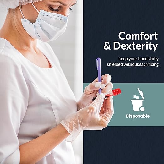 MED PRIDE Disposable Medical Grade Vinyl Exam Gloves, Latex & Powder Free, Ultra-Strong, for Healthcare & Food Handling (sMALL (Pack of 100) 100 Clear)