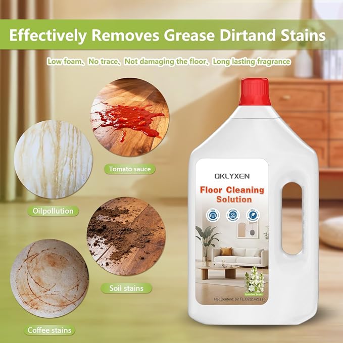 82FL OZ/2.42L Jasmine Scent Floor Cleaning Solution Compatible with Roborock (Q5/Q7/Q8/Q10/S7/S8/Saros 10R/F25/Qrevo Series), Floor Cleaner for All Robot Vacuums & Cordless Wet Dry Vacuum with Mopping