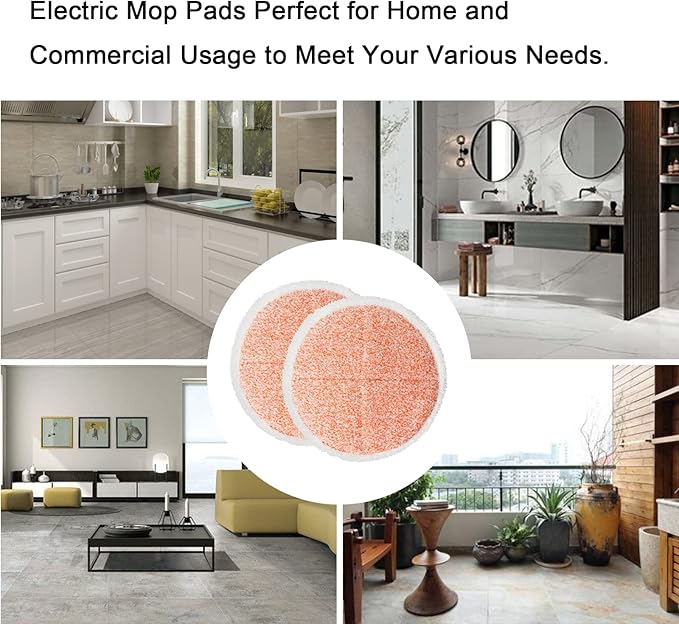 Electric Mop Pads, 7.28in Round Heavy Scrub Pads, Spin Mop Pads for Floor Cleaning (4 Pack)