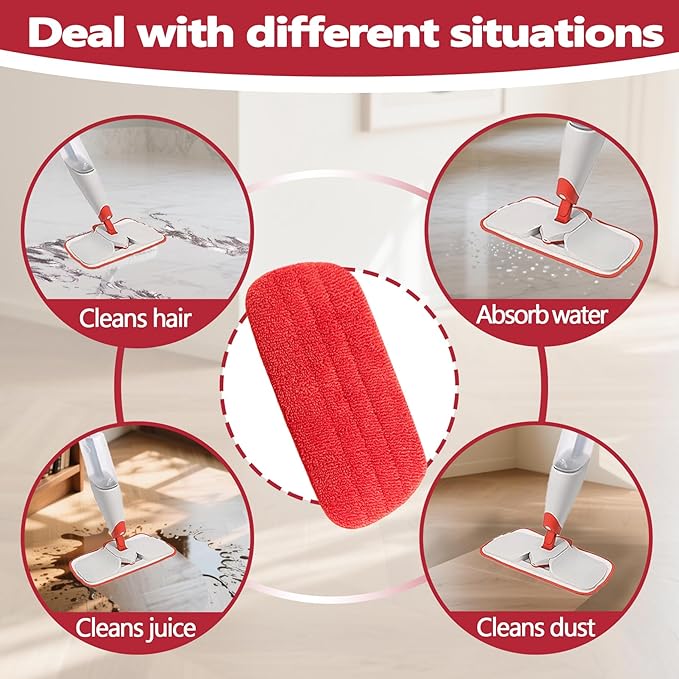2 Pack Microfiber Reusable Mop Replacement Mop Refill Mop Pads Suitable for OXO Good Grips Spray Mop, Wet/Dry Mop Replacement Pads for Hard Floor Cleaning (Mop Not Included)
