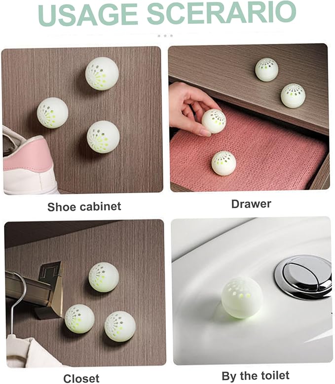 Shoe Freshener Ball, Shoe Deodorizer Balls, 60PCS 1.6 Inch Smell Balls, Safe Natural Freshener Ball, Sneaker Deodorizer for Home Office Wardrobe Drawer, Smell