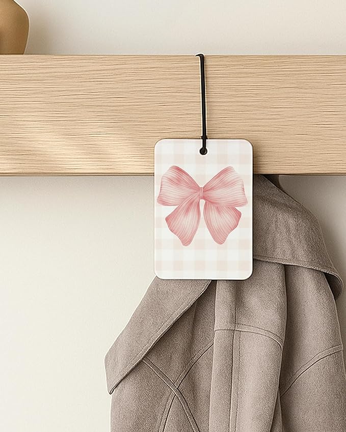 Pink Christian Car Air Freshener 4 Pcs Coconut Scented, Coquette Girly Pink Bow Christian Car Accessories Mirror Decor for Women, Religious Hanging Air Freshener for Cars Closet Drawer Books