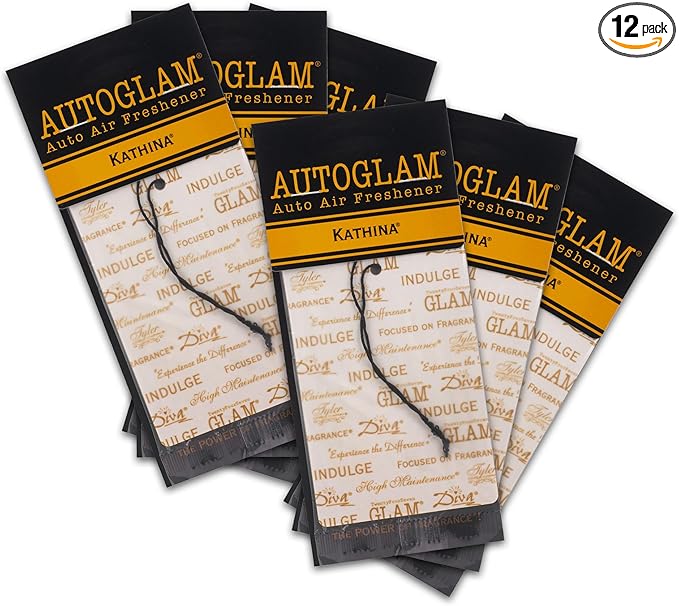Tyler Candle Kathina Autoglam Ivory And Gold 4.5 x 3 Cardboard Auto Air Freshener Mirror Hanger, Pack of 6
