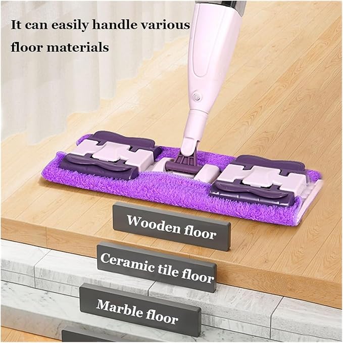 Upgrade Spray Cloth Clip Mop Hand Wash-Free Silent Design for Wood Floors & Ceramic Tiles Sleek Durable Head(Mop 1pcs Cloth)