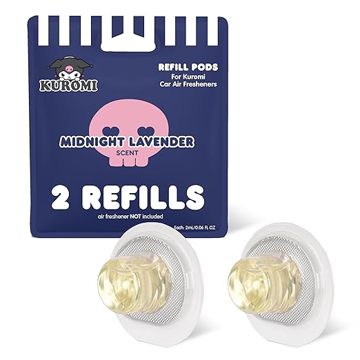 Hello Kitty Car Air Freshener Refills 2-Pack - Midnight Lavender Scent – Cute and Long-Lasting Car Accessories, Odor Eliminator, Fun Scents, 30 Days Freshness (2 Refills)