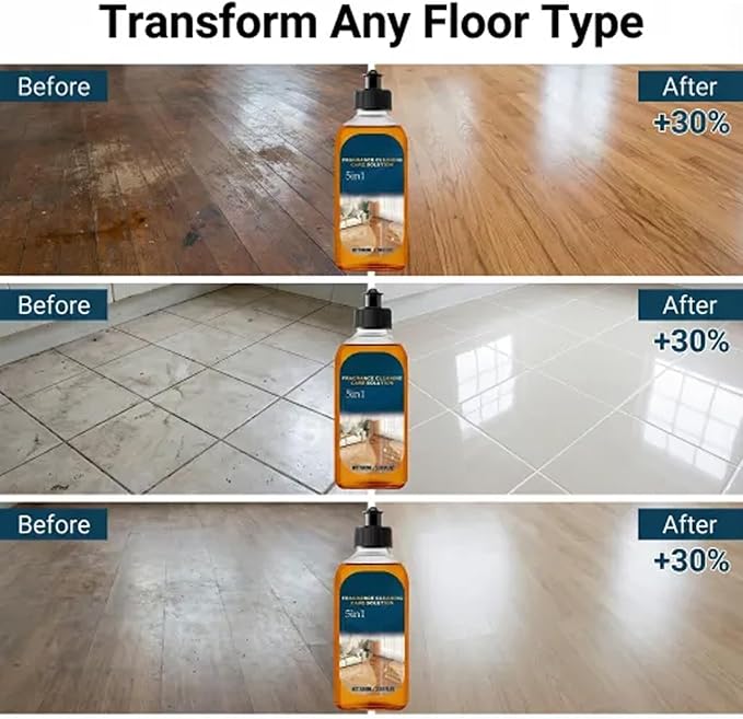 5 in 1 Floor Cleaner, 2026 New Fast-Drying Fragrance Cleaning Care Solution 5 In 1, Multi-Surface Floor Cleaner, Dual-Action Stain and Odor Remover, Restore Hardwood FloorShine (3PCS)