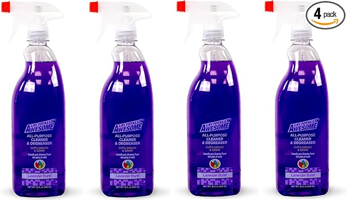 La's Totally Awesome All-Purpose Cleaner Spray, Lavender Burst, Plant-Derived Formula Perfect for Most Counters, Sinks, Appliances and More, 32 Fl Oz, (Pack of 4)