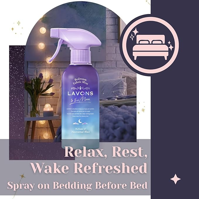 LAVONS Fabric Spray Freshener for Carpet Fresh, Pet Safe Linen Spray for Bedding, Fabric Refresher Spray for Home & Offices, Natural Carpet Freshener from Japan 10.14 Fl Oz to the Moon NOCTURNAL BLUE