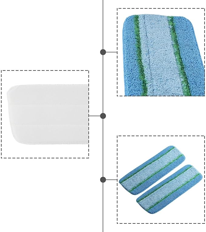 Upgraded Microfiber Spray Mop Pads, 6-Pack Washable Replacement Heads for Libman Freedom Spray Mop, 40.6 x 13.3 cm, Blue(2 PACK)