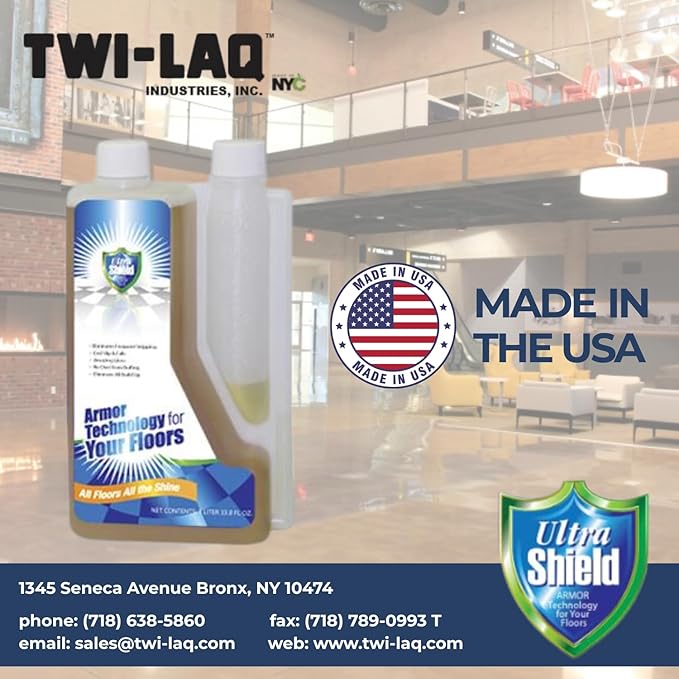UltraShield Burnishing Formula – Super High Gloss, Flooring Protection & Enhancement For Commercial and Industrial Floor Tile Wet Look Shine Non Slip Janitorial Supplies (6 x 1 Liter Pack)