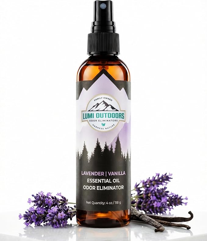 Lumi Outdoors Natural Air Freshener - Lavender Vanilla - Essential Oil Odor Eliminating Room Spray