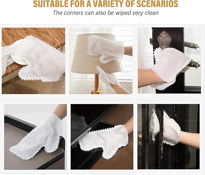 40Pcs Dishwashing Gloves Non- Woven Shoes Cleaning Towels Shoe Dust soft Cloth Cleaning Gloves for Cleaning Shoe Bag Glasses Car Electronic Device White