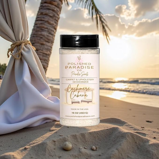 Paradise Scents Carpet and Upholstery Deodorizer, Luxury Resort Scent Powder for Rugs and Textiles, 16 Oz (Cashmere Cabana)