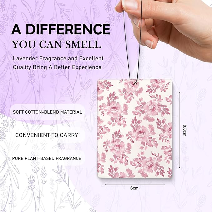 Pink Decor Air Freshener for Car, Preppy Girly How Lucky Are We Flower Air Freshener Hanging 3 Pcs for Cars Closet Drawer Books Bathroom Bags