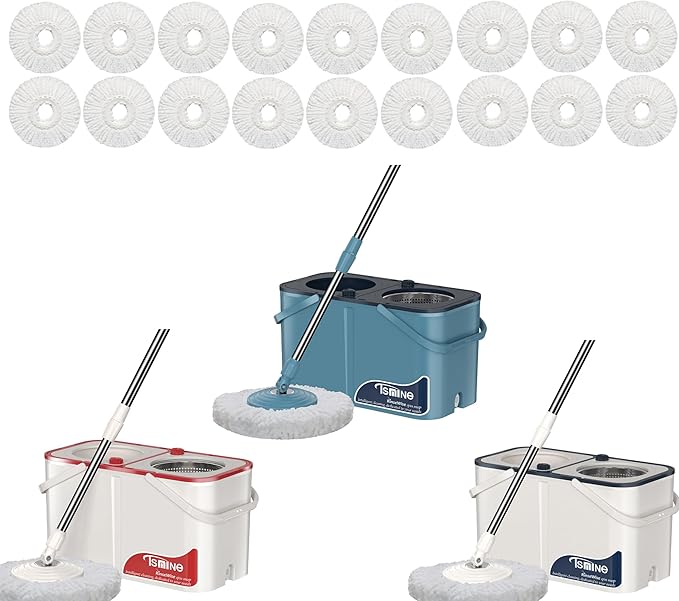 Spin Mop Bucket with 18 Pcs Mop Heads