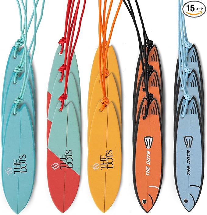 THEDOTS 15 Pack Surfboard Car Air Freshener Hanging, Assorted Scents Variety Set, Long Lasting Mens Rearview Mirror Accessories Gift