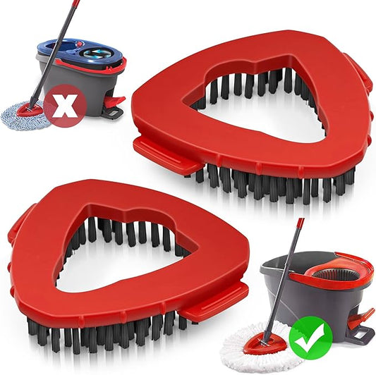 NEWE Scrubber Mop Head, 2 Pcs Scrub Brush Attachments for O-Cedar EasyWring 1 Tank System, Triangle Spin Mop Hard Bristles Cleaning Brush Replacement Accessories for Bathroom Kitchen Pool Tile Floor