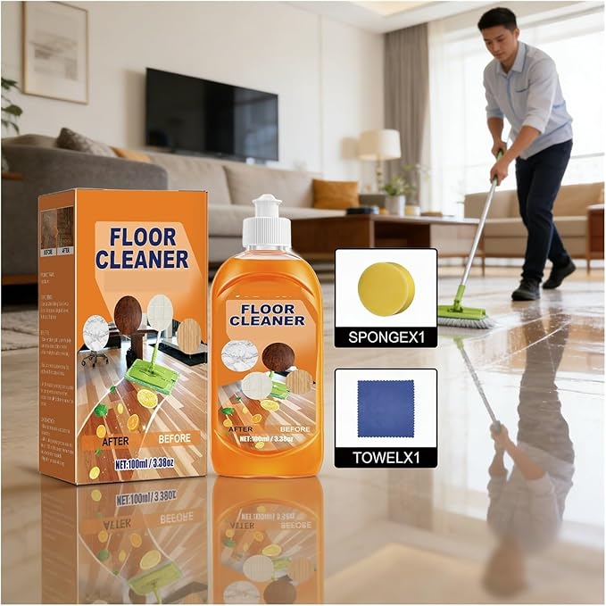 100ml Wood Floor Cleaner Set Stubborn Stain Remover Quick Drying Polishing Brightening Household Floor Cleaning Liquid
