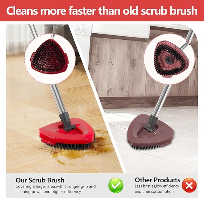 Spin Mop Replacement Set, Compatible with O-Ceda EasyWring 1-Tank Spin Mops 2 Microfiber Mop Head Refills, Adjustable 30–58 in Stainless Steel Handle, Scrubber Brush Head and Spin Base (M, Round)