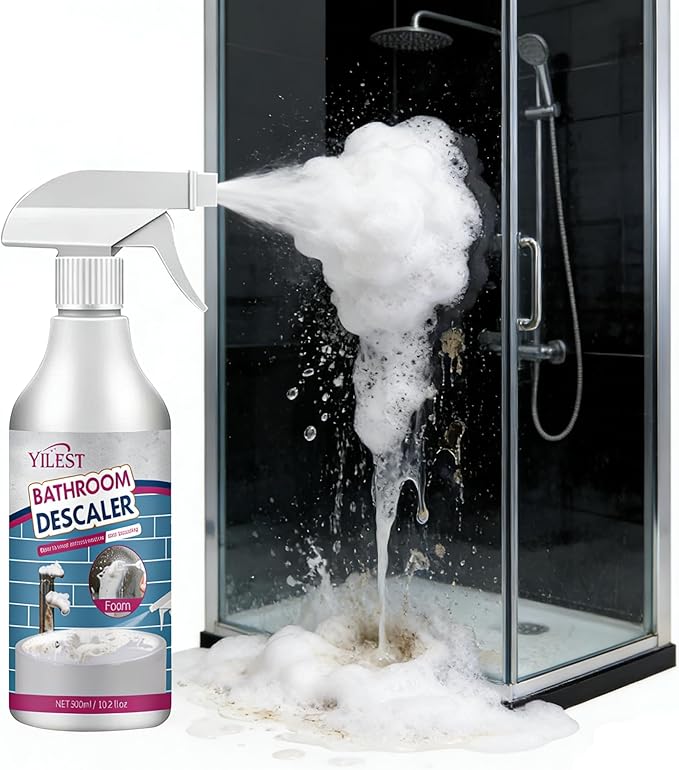 2026 New Multipurpose Bathroom Descaler Foam Cleaner 300ML – No-Rinse Formula with Cleaning Cloth & Sponge, Powerful Limescale Remover for Bathtub, Shower, Taps, Glass, and Tiles