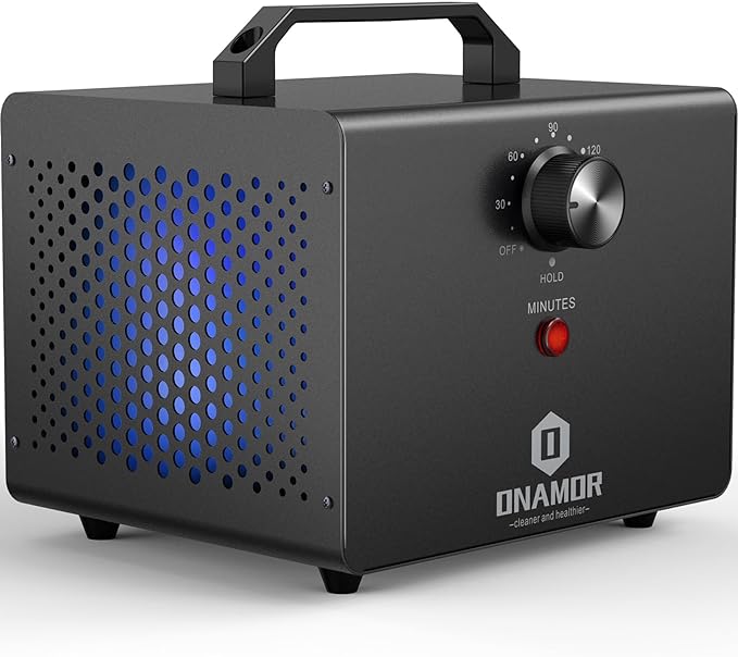 ONAMOR Ozone Generator 77000mg, Ozone Machine Ionizer O3 Deodorizer for Home, Basement, Smoke, and Pet Room (Eliminating Odors Area up to 4000 Square Feet, All Metallic Black)