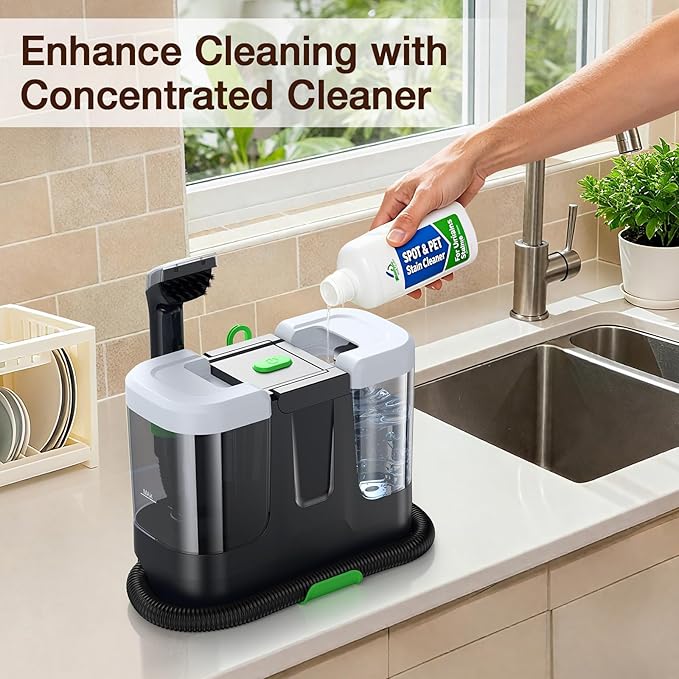 LABIGO Portable Carpet & Upholstery Cleaner, 18Kpa Carpet Cleaner Machine for Deep Stain Removal, Spot Cleaner for Pet Accidents, Area Rugs, Stairs, Car Seats & Couches, Includes Tools & Self-Cleaning