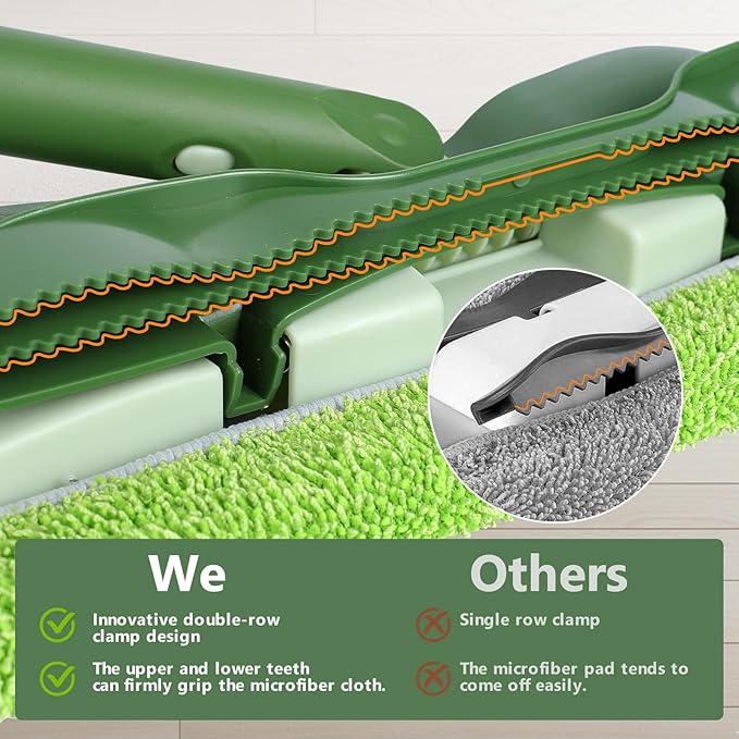 Masthome Microfiber Mops for Floor Cleaning with Washable Pads 4pcs,&Spin Mop Bucket System with 3 Mop Pads - Home & Office Suitable