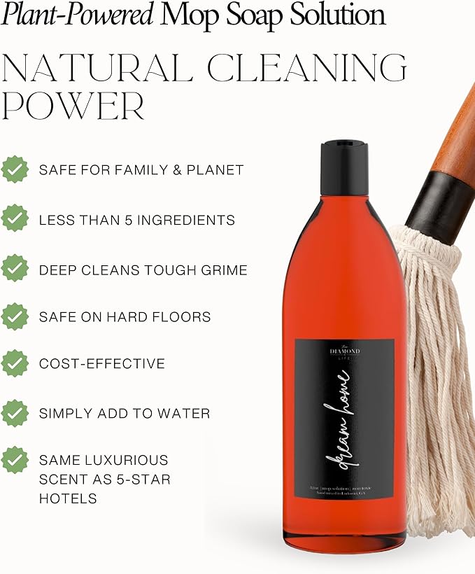 Home “DREAM HOME” Natural Mop Soap – Grapefruit & Lemon Scent, Spring Cleaning – Plant-Powered Floor Cleaner Concentrate – Compatible w/CrossWave & HydroVac Wet Dry Vacuums – 32 oz