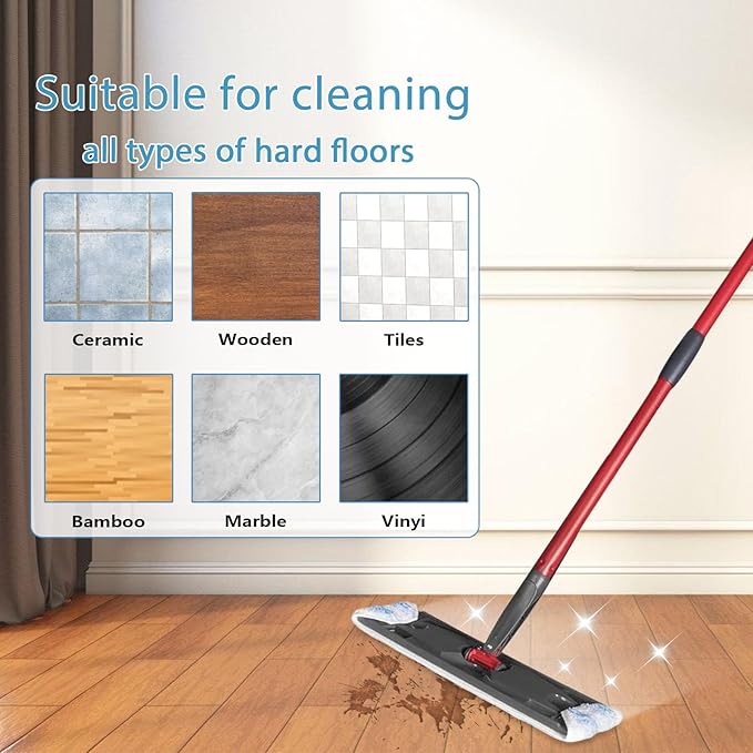 8 Pack Replacement Pads for O Cedar H2prO Flat Mop System, Flat Pads for Ocedar Flat Mop System, Machine Washable/Reusable, Powerful Stain Removal, for Hardwood, Tile, Marble, Laminate Floors.
