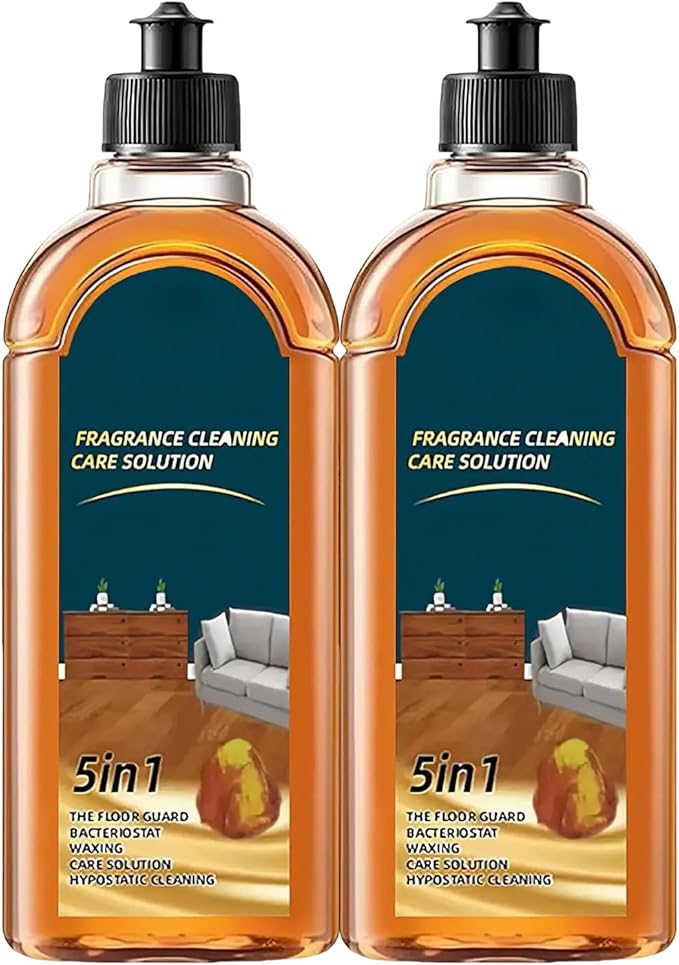 5 - in - 1 Wood Floor Cleaner, Deep Stain & Odor Remover for Hardwood, Tile & Laminate - Quick Shine, 500ml Amber Scented Professional - Grade Formula (2)