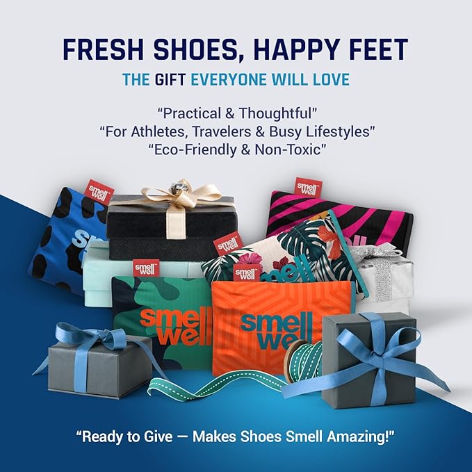 SmellWell - 4-Pack Scented Shoe Deodorizer Inserts - Odor Eliminators - Activated Bamboo Charcoal + Minerals - Natural Fresheners for shoes, bags, gloves - 8 x 1.8oz Original Size Green Camo