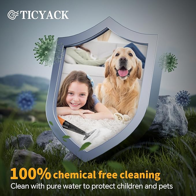 TICYACK Handheld Steam Cleaner, Steam Cleaner with 16 PCS Accessory & Safety Lock,500ML Capacity, Multi-Surface Deep Cleaning for Home, Car, Bathroom, Grout, Floor, Window (Orange)
