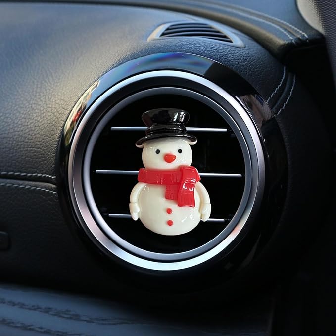 Set of 5 Christmas Car Air Freshener Vent Clips, Cute Santa Elk Snowman Xmas Tree Air Conditioning Outlet Clip Charms, Fun Car Interior Decoration Accessories