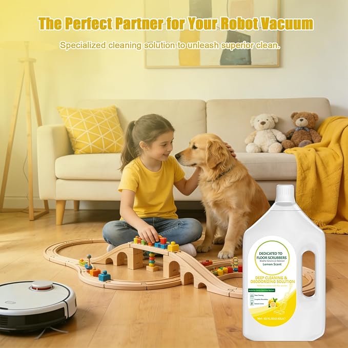 82 FL OZ/2.42 L Lemon Scent Floor Cleaning Solution Compatible with Tineco iFLOOR 2/3/5 & FLOOR ONE S3/S5/S6/S7 PRO, Floor Cleaner for All Cordless Wet/Dry Vacuum & Robot Vacuums Mop