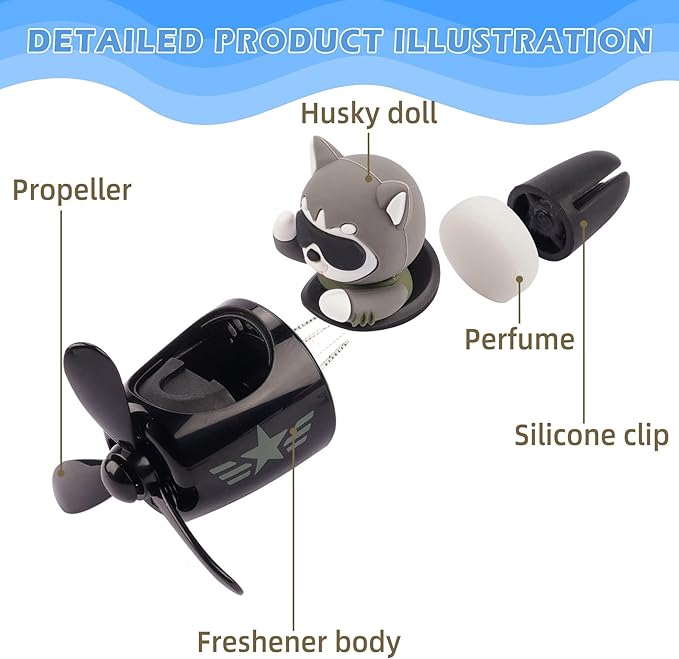 Car Air Fresheners Cartoon Pilot Automotive Air Outlet Propeller Cute Car Diffuser Creative Car Perfume Decoration for Car Vent Clips Car Vent Clip Air Freshener Accessories for Women Men