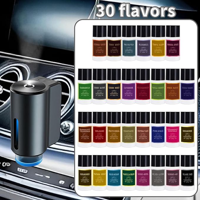 Car Air Freshener Refill Cologne Aromatherapy Oil 30 PCS, Essential Oils Mixed Fragrance Set for Car Diffusers (No Diffuser Included)