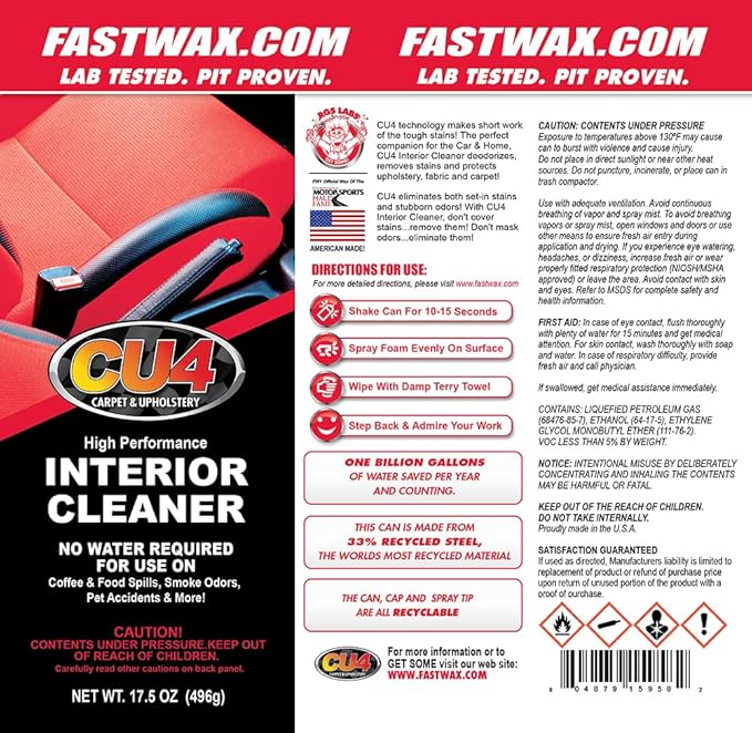 CU4 Carpet & Upholstery Cleaner – Stain Remover & Odor Eliminator for Fabric, Carpet & Upholstery, 3-Pack