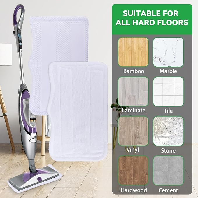 Steam Mop Pads for Shark Steam & Spray Mop S3101 S3251 SK460 SK410 S3101n2 S3250 SK435CO SK140 SK14,Washable Microfiber Cleaning Steamer Replacement Pads,White,12Pack